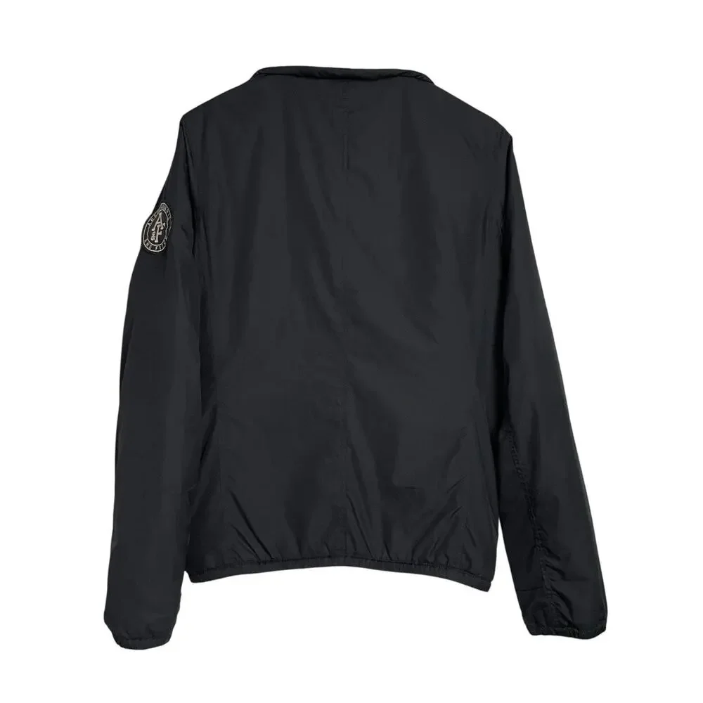 Abercrombie & Fitch Bomber Jacket Mens M Navy‎ Sherpa Lined Logo Sleeve Patch